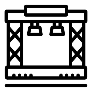 Outdoor stage being built for a concert with lighting equipment vector