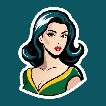 A woman with long hair and green shirt vector