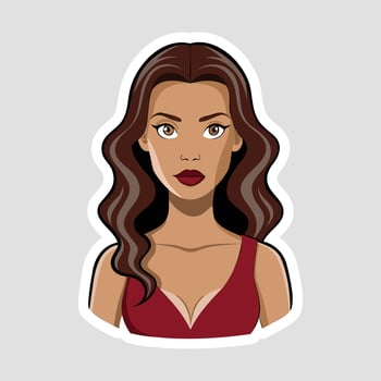 A woman with long hair and dark eyes vector
