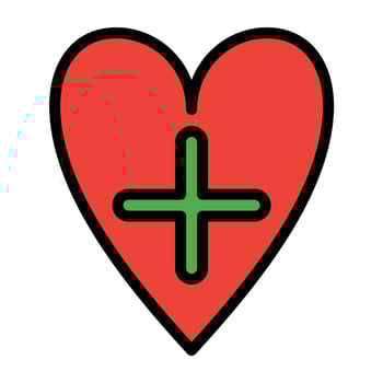 a red heart with a cross on it vector