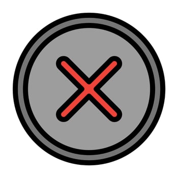 a red cross on a gray button vector