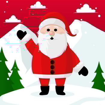 santa claus in the snow with a red background vector