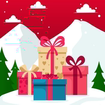christmas gift boxes with snow and trees vector