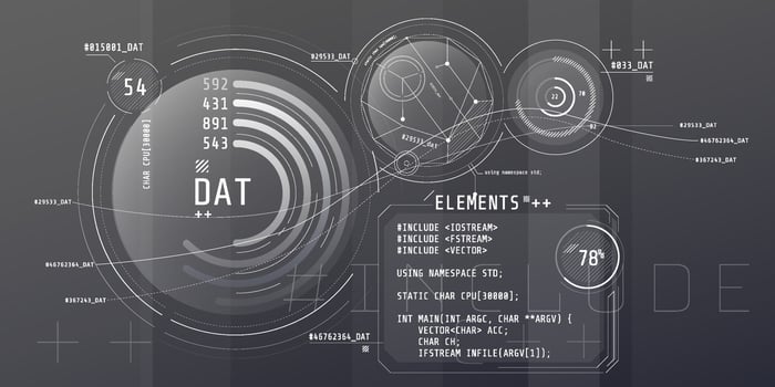 Composition of computer HUD interface with Coding. vector