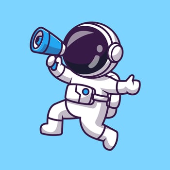 Cute Astronaut Speaking With Megaphone Cartoon vector