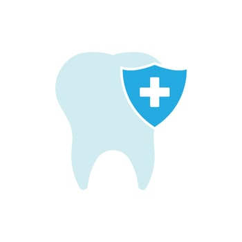 A tooth with a shield and a cross on it vector