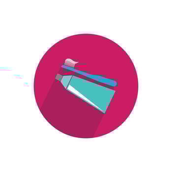 Toothbrush and toothpaste icon in a circle vector