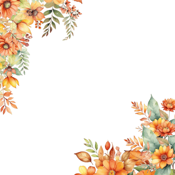 Autumn flowers and leaves background png