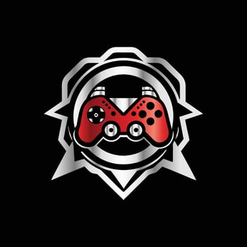game controller logo template icon illustration design isolated on black background vector
