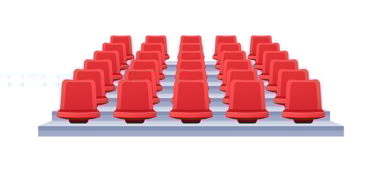 Red plastic stadium seats isolated on white background. vector