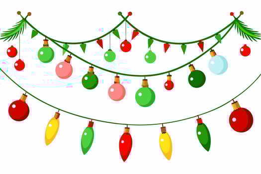 Bright Christmas Lights Graphics for Holiday Design Projects Ideal for Greeting Cards, Logos, Illustrations, Gift Tags, and Unique Seasonal Branding to Illuminate Your Festive Creations vector