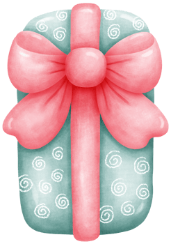 Hand-Drawn Green gift box with circle pattern tied with pink bow - Perfect for Holiday Packaging png