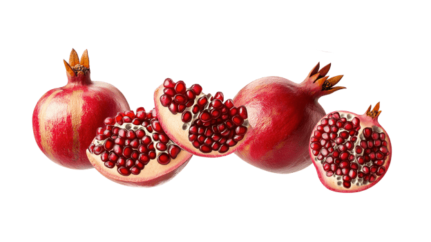 Pomegranade fruit transparent cutout png