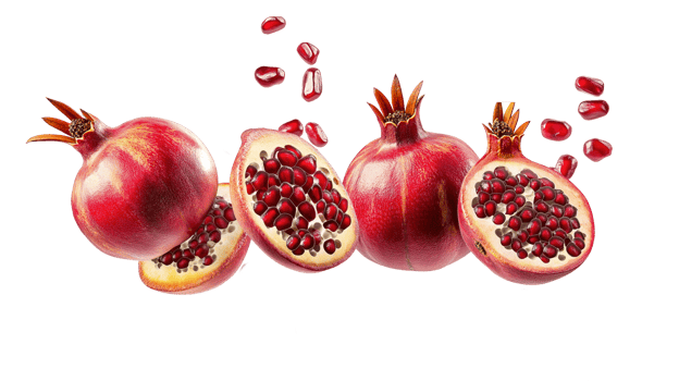 Pomegranade fruit transparent cutout png