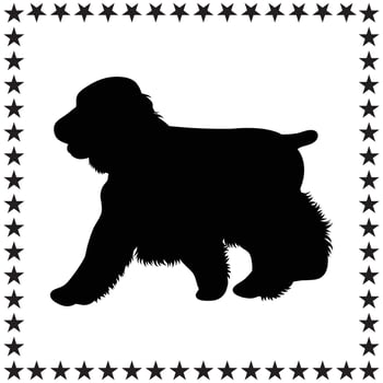 Spaniel Silhouette illustration, Spaniel Silhouette, Spaniel Silhouette art on white background vector
