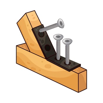 illustration of three screws on the wood vector