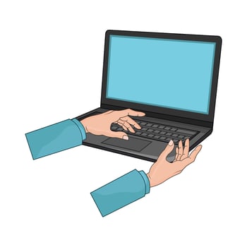 hands laptop illustration vector