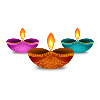 Happy diwali Indian festival Diya with mandala pattern Deepawali png