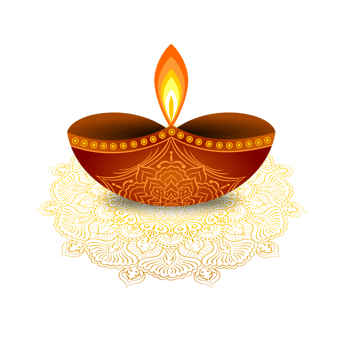 Happy diwali Indian festival Diya with mandala pattern Deepawali png