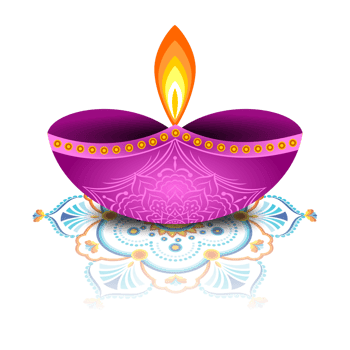 Happy diwali Indian festival Diya with mandala pattern Deepawali png