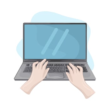 typing on a laptop vector