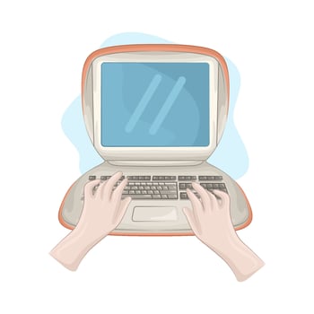 illustration of typing on a laptop vector