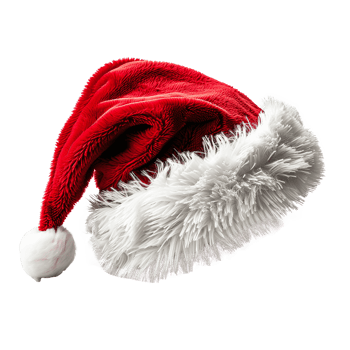 Santa hat with a white pompom isolated on transparent background. png