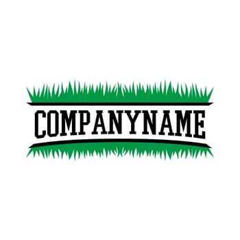lawn grass logo cartoon with hand draw coloring vintage classic illustration style vector