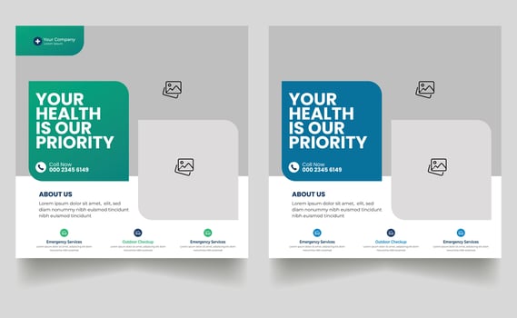 Medical Social media post design template, hospital social media banner ads, Suitable for social media, websites, flyers vector