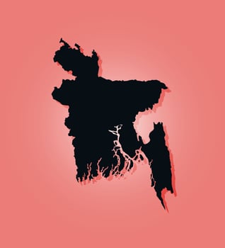 bangladesh map High Detailed Border Map Of Bangladesh Isolated on Red Background vector