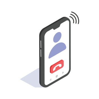 Smartphone icon showing an incoming call with a red decline button on display vector