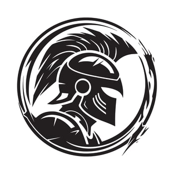 Spartan warrior logo in helmet design emblem stock image vector
