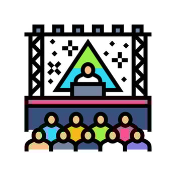 electronic festival rave retro color icon illustration vector