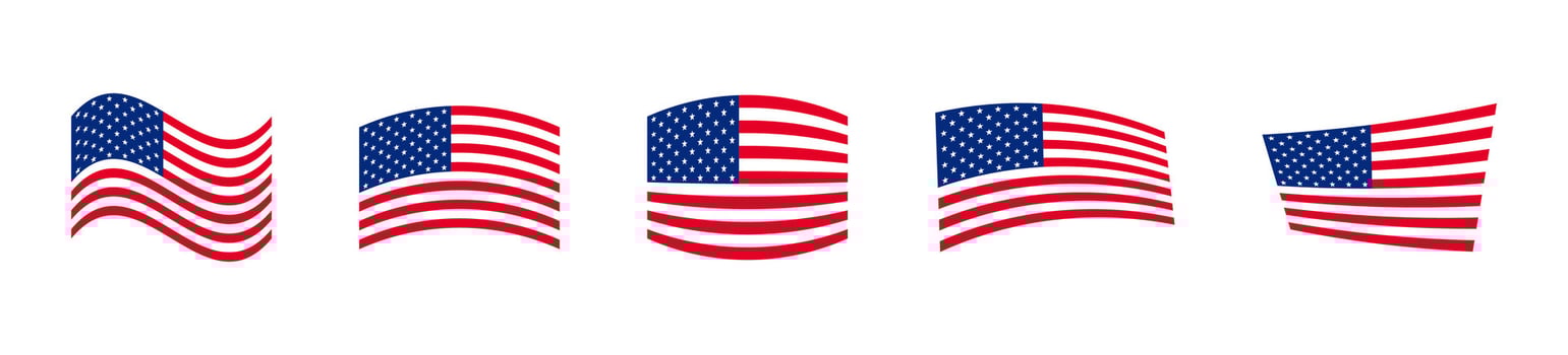 USA national flag set. American country symbol collection. vector