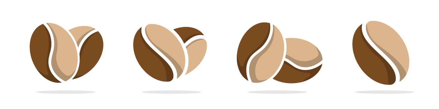 Coffee beans icon set. Cocoa bean icons. vector