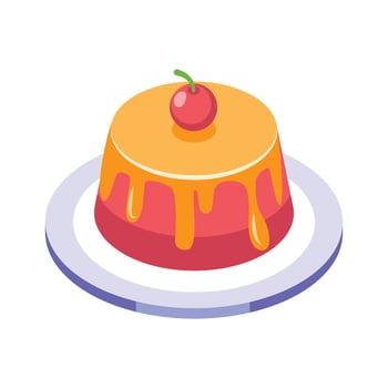 Colorful pudding icon with cherry, representing desserts, sweet treats, and confectionery delights vector