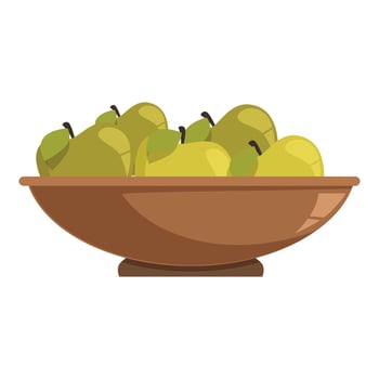 Green apples filling a wooden bowl on white background vector