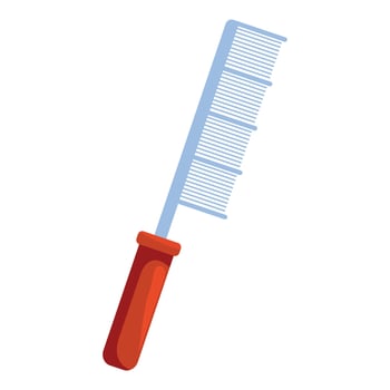 Pet comb with red handle for grooming pets with long hair vector