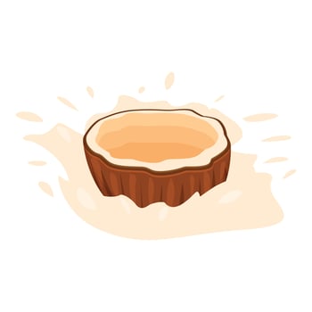 Coconut splashing into coconut milk on white background vector