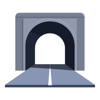 Empty asphalt road going through tunnel in mountain vector