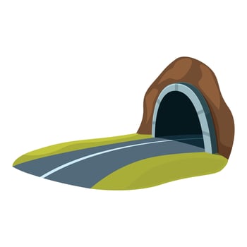Empty asphalt road going through the tunnel in the mountain vector
