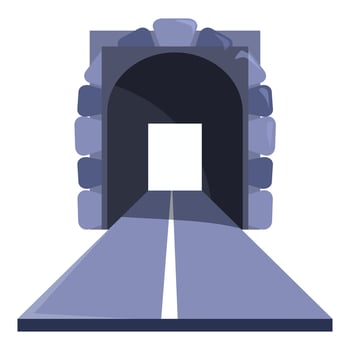 Straight road leading into a dark tunnel vector