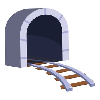 Empty railway tunnel going through mountain vector