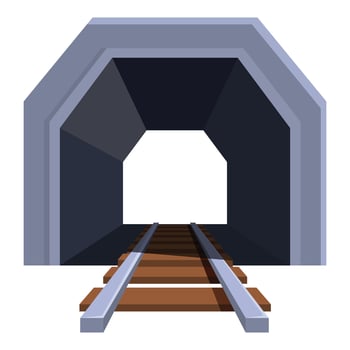 Train tunnel leading to the light at the end of the tunnel vector