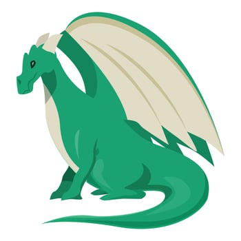 Green dragon sitting showing its powerful wings vector