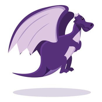 Purple dragon flying with spread wings vector