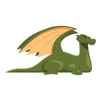 Green dragon resting spreading its wings vector