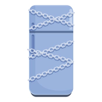 Refrigerator is chained with metal chain for diet concept vector