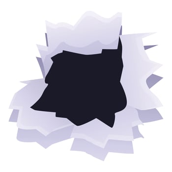 Bullet hole leaving ragged edges in torn paper vector