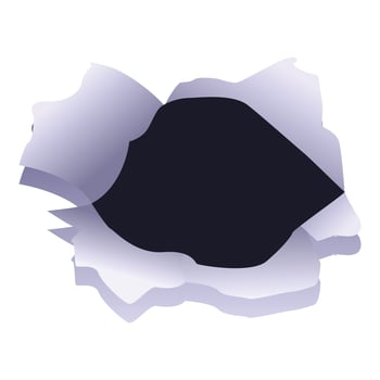 Bullet hole tearing through metal showing empty background vector